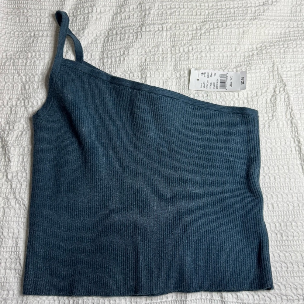 PacSun Blue One-Shoulder Ribbed Top